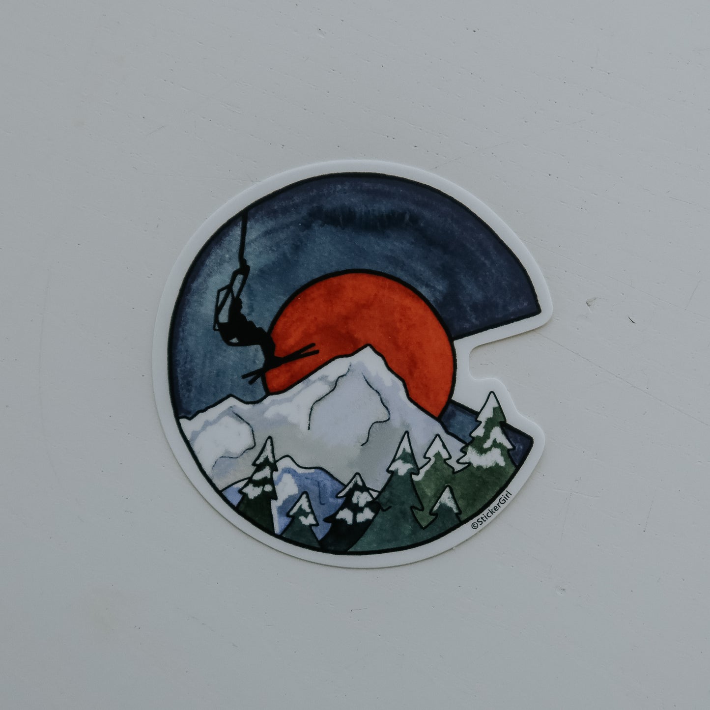 Snow and Ski Lift "C" Sign Sticker