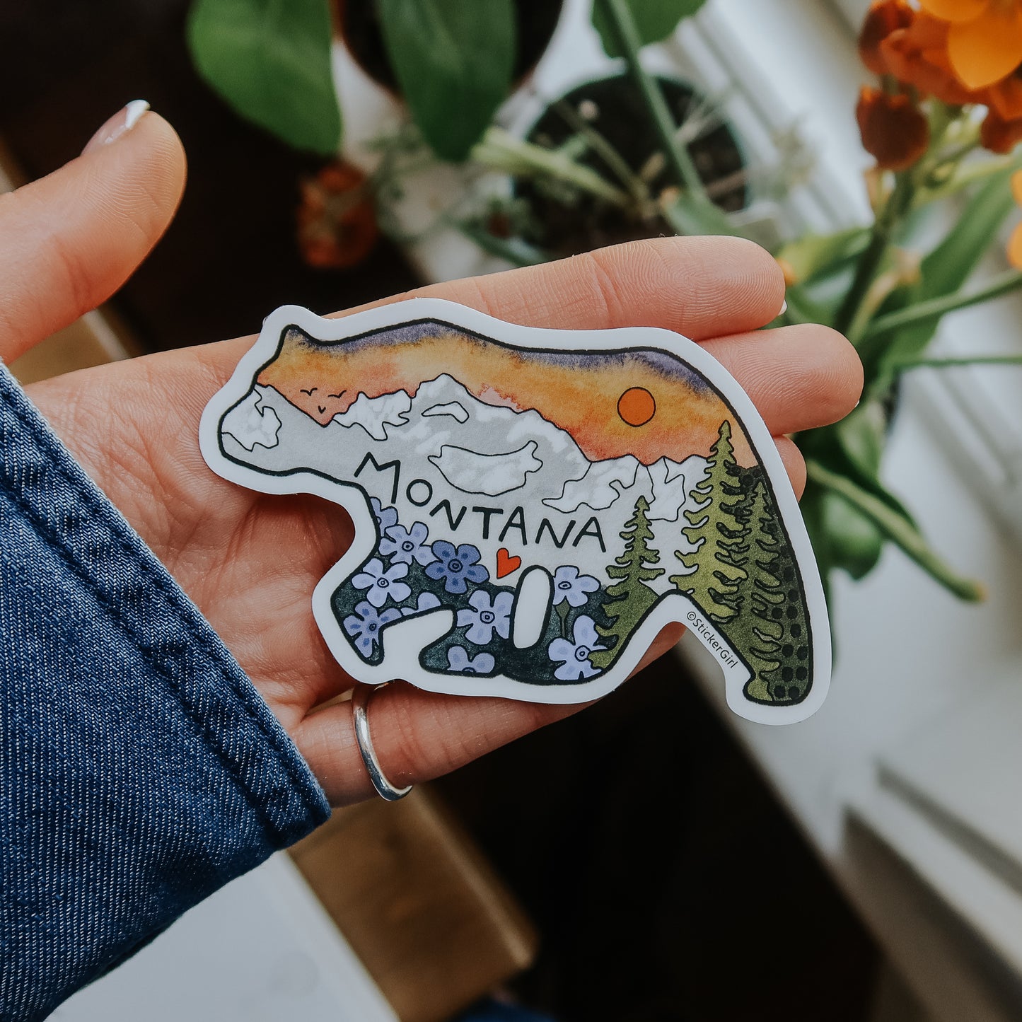 Montana Sunset Mountain Bear Vinyl Sticker