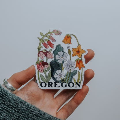 Oregon Sprouting Wildflowers Vinyl Sticker