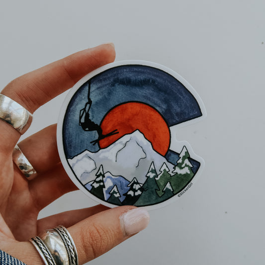 Snow and Ski Lift "C" Sign Sticker