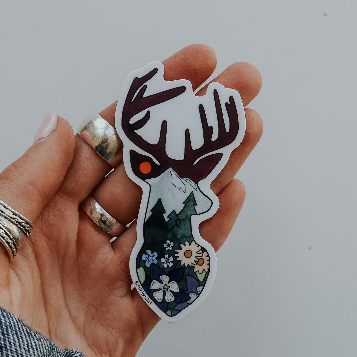 Purple Deer Head Sticker