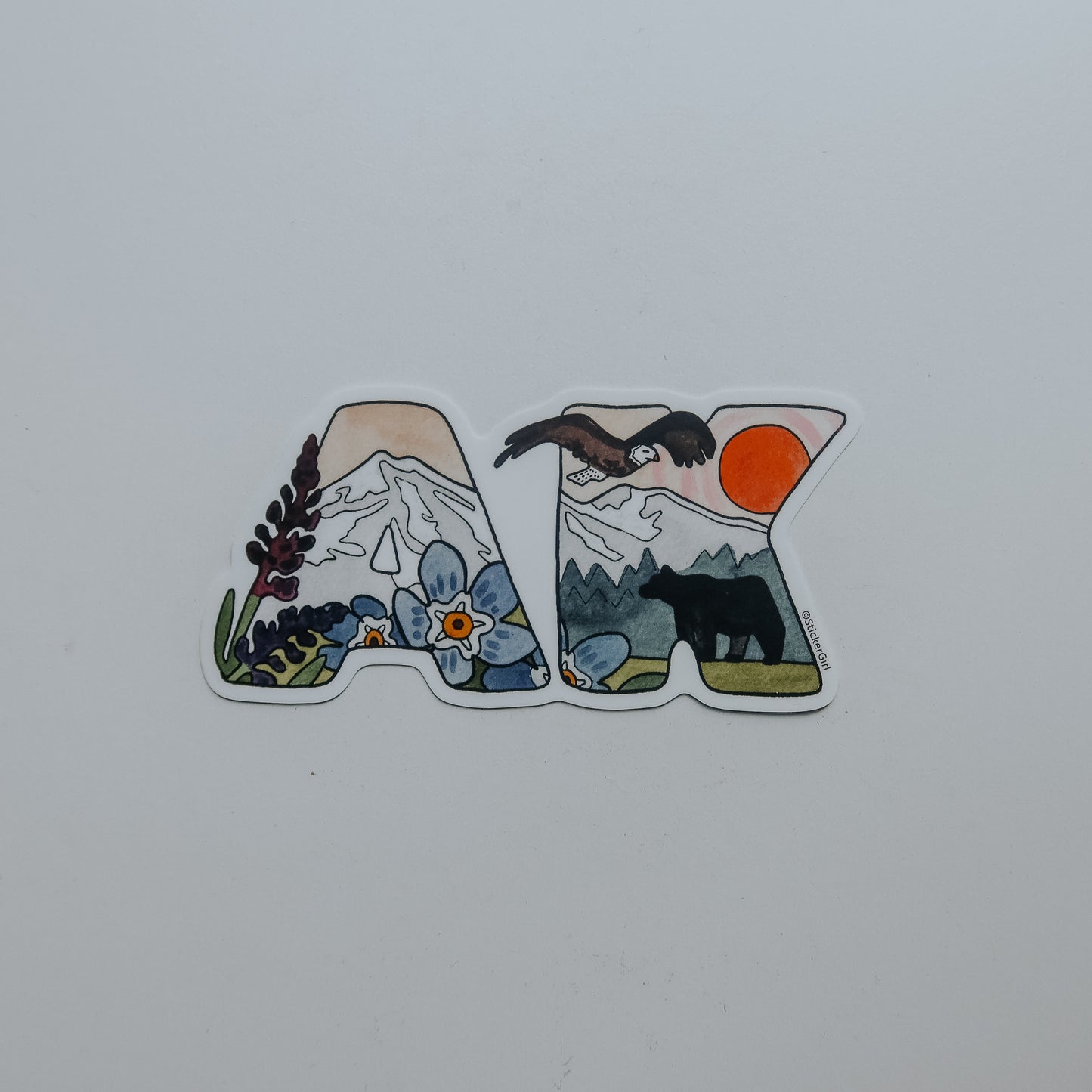 Alaska "AK" Landscape Vinyl Sticker