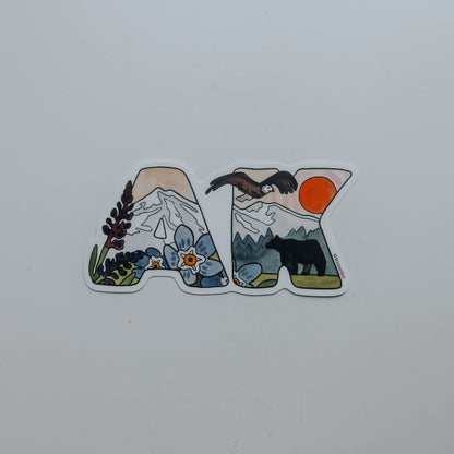 Alaska "AK" Landscape Vinyl Sticker
