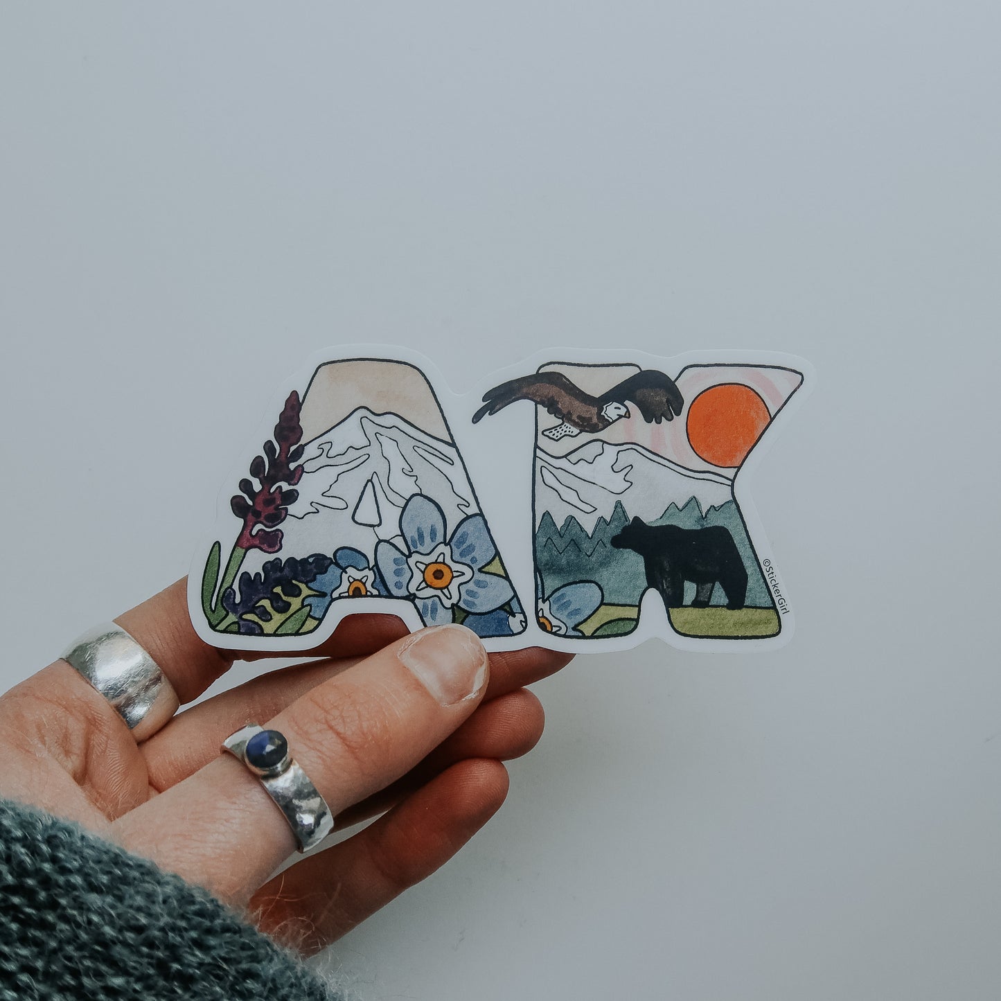 Alaska "AK" Landscape Vinyl Sticker