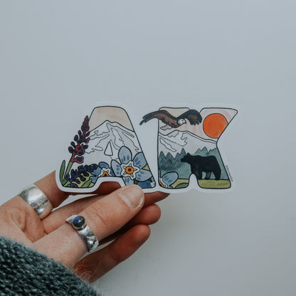 Alaska "AK" Landscape Vinyl Sticker