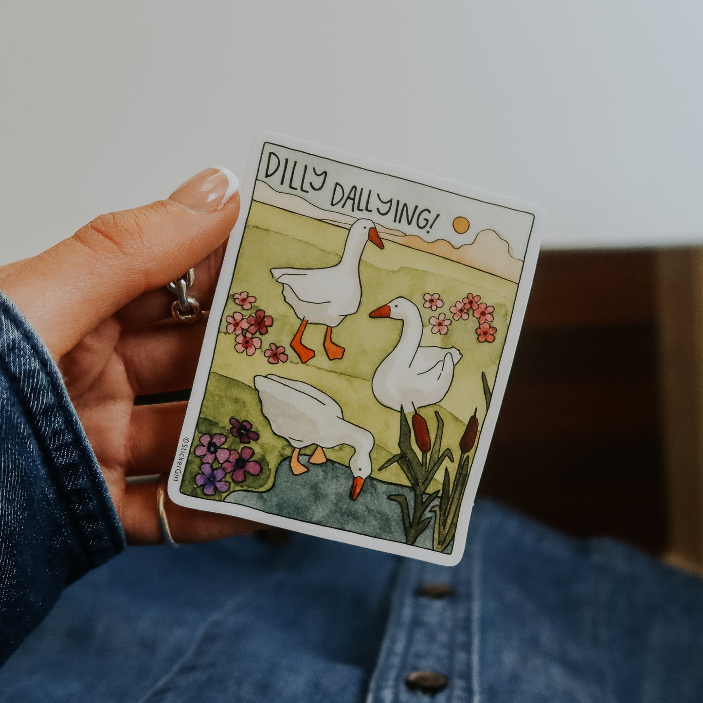 Dilly Dallying Goose Vinyl Sticker