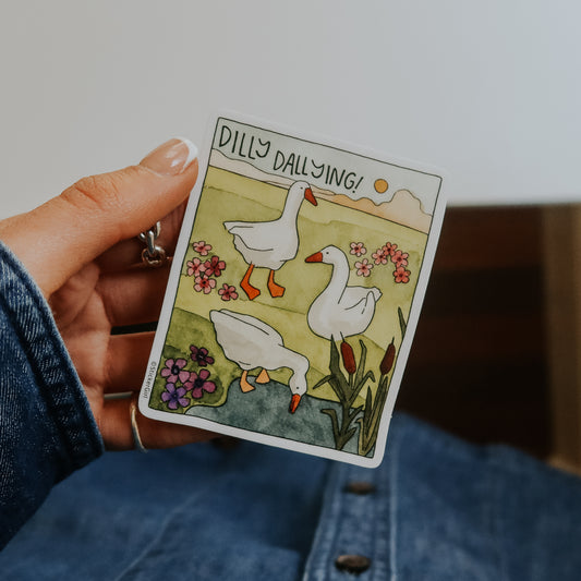 Dilly Dallying Goose Vinyl Sticker