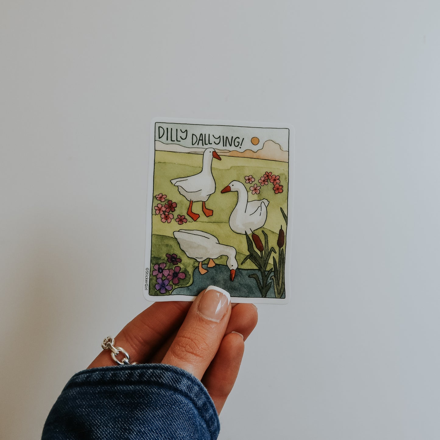 Dilly Dallying Goose Vinyl Sticker