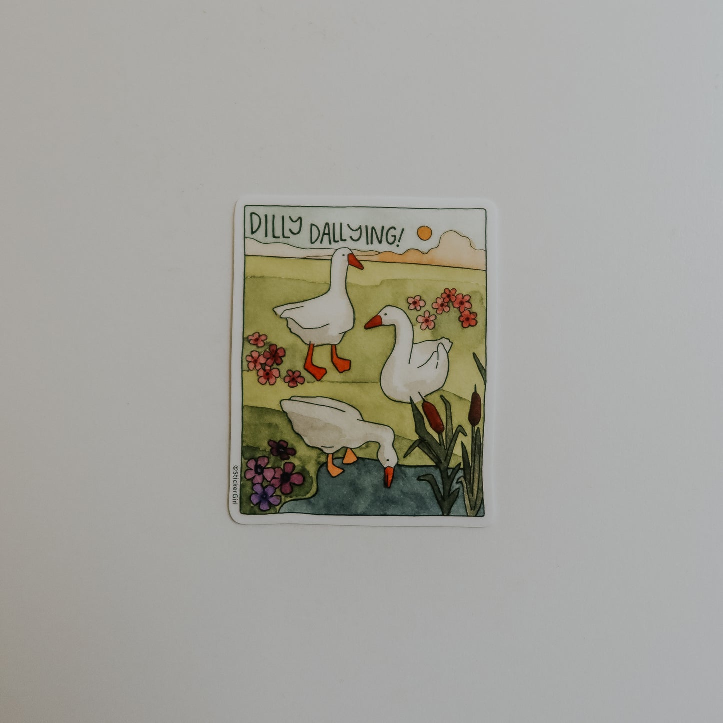 Dilly Dallying Goose Vinyl Sticker