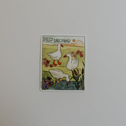 Dilly Dallying Goose Vinyl Sticker