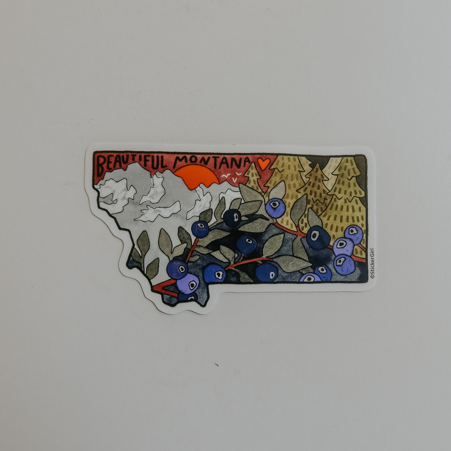 Montana Huckleberry State Outline Vinyl Sticker