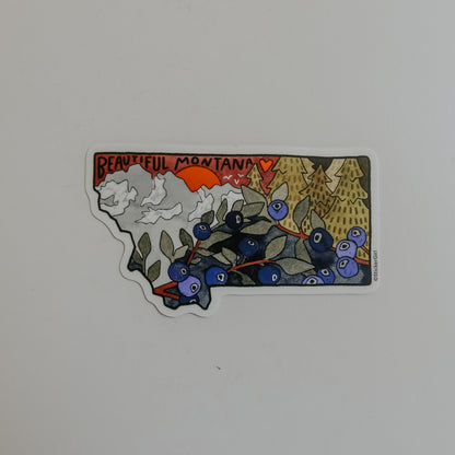 Montana Huckleberry State Outline Vinyl Sticker