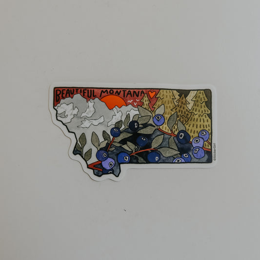Montana Huckleberry State Outline Vinyl Sticker