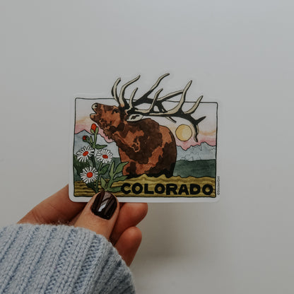 Elk Colorado State Outline Vinyl Sticker