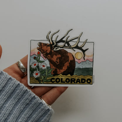 Elk Colorado State Outline Vinyl Sticker