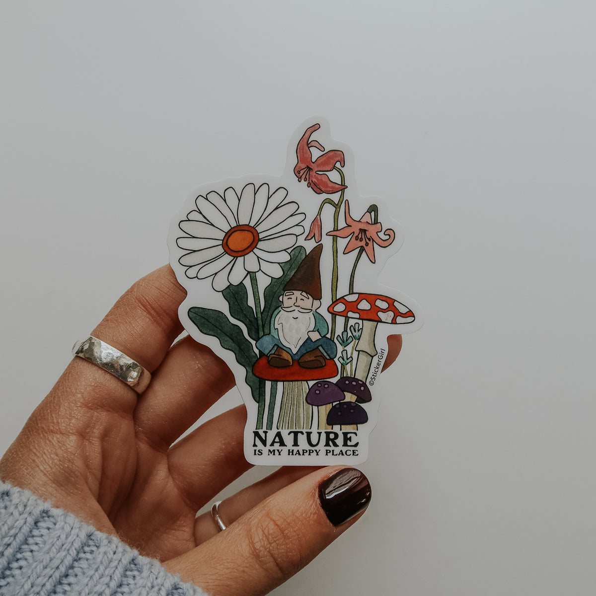 Gnome Nature is My Happy Place Vinyl Sticker