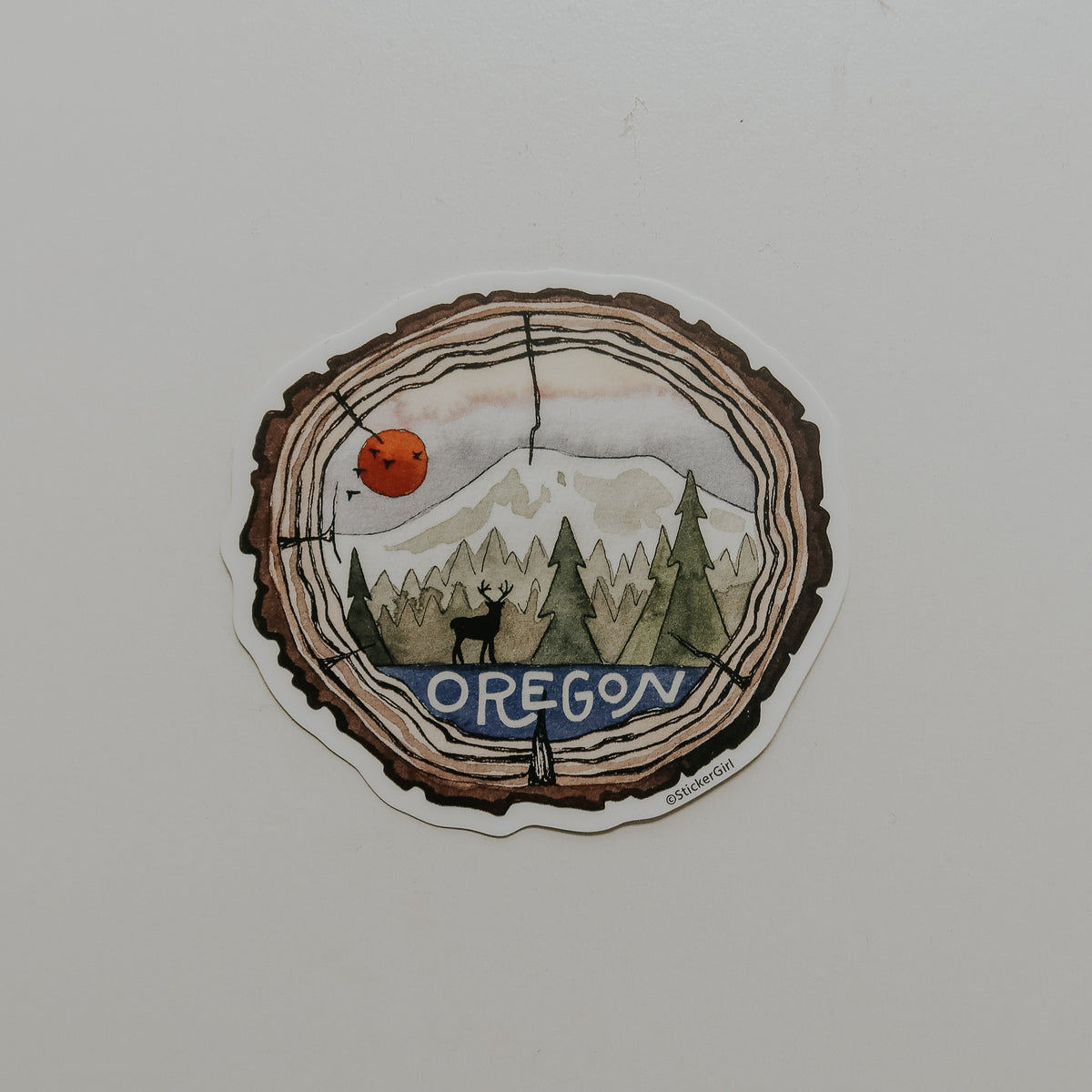 Oregon Tree Stump Vinyl Sticker
