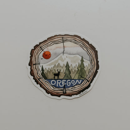 Oregon Tree Stump Vinyl Sticker