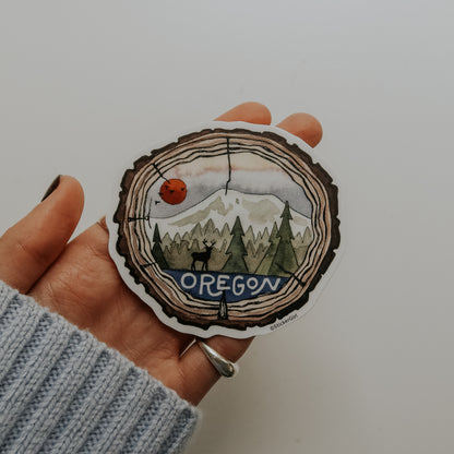 Oregon Tree Stump Vinyl Sticker
